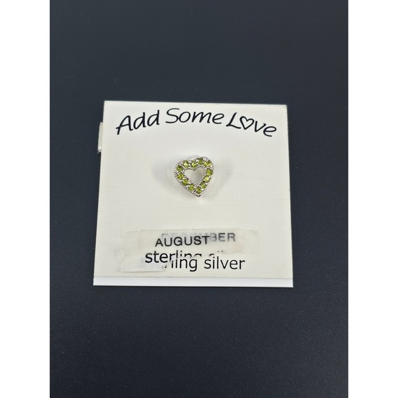 The Unbranded Brand Jewelry - August Birthstone Heart Pendant Sterling Silver Green Peridot Color Charm